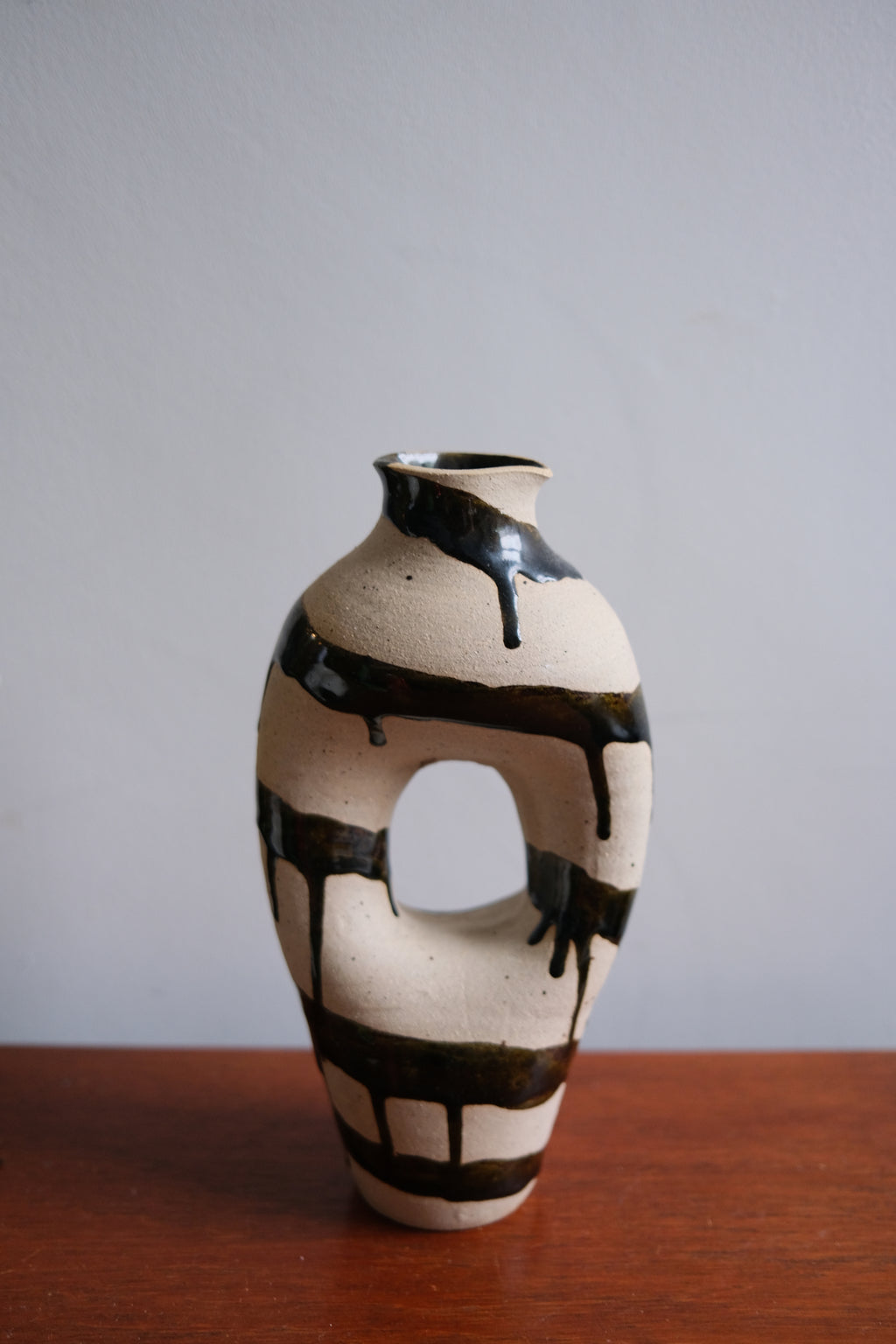 Hole Vase — Drippy Deep Green