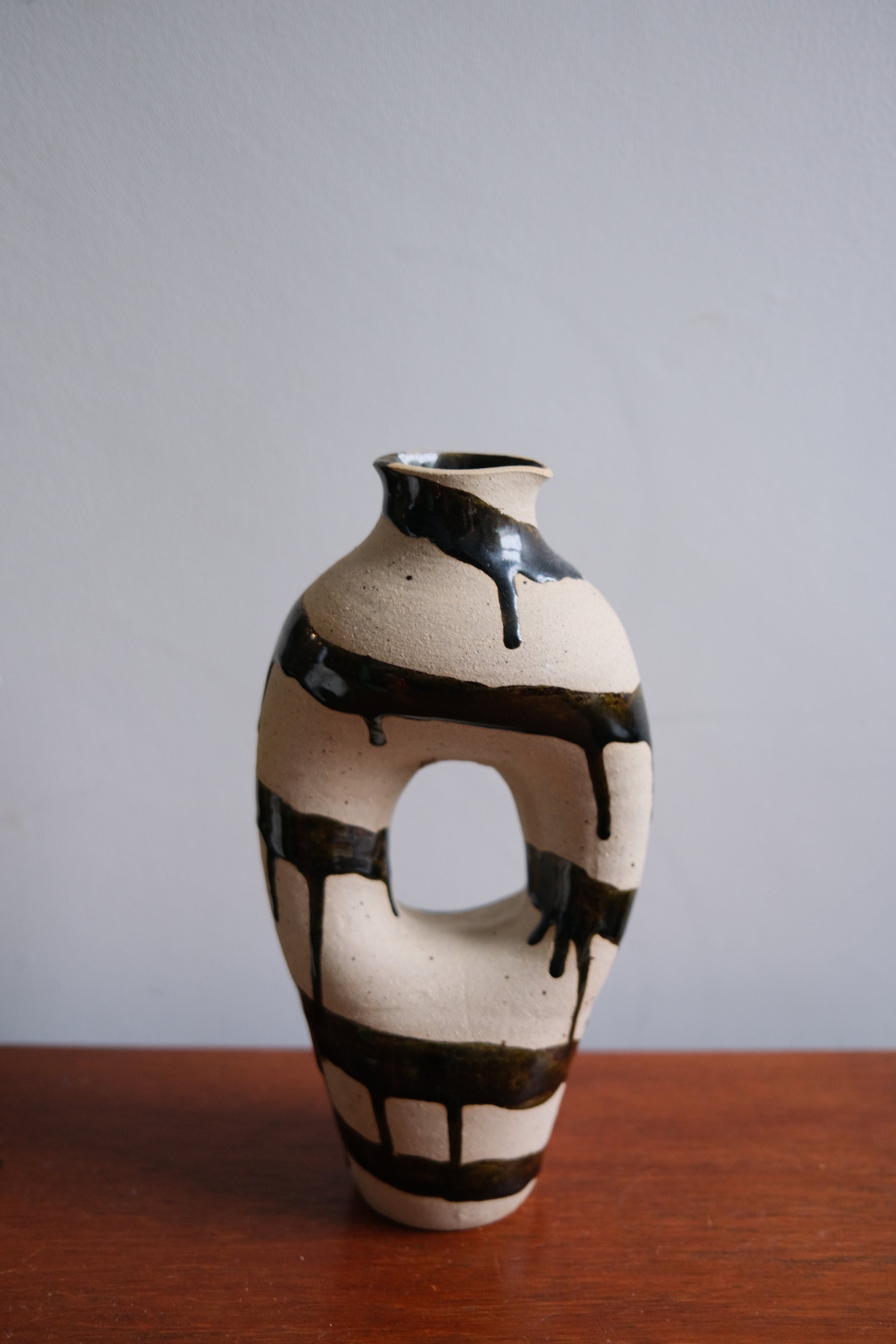 Hole Vase — Drippy Deep Green