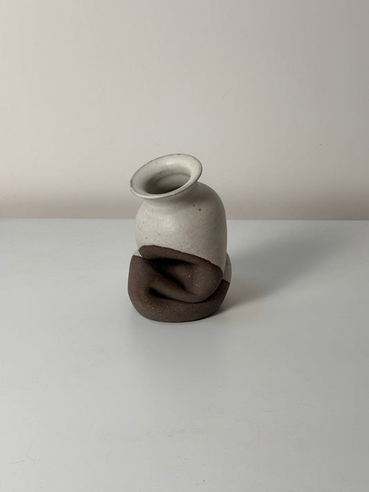 Warped Vase — Chocolate clay (Matte White)
