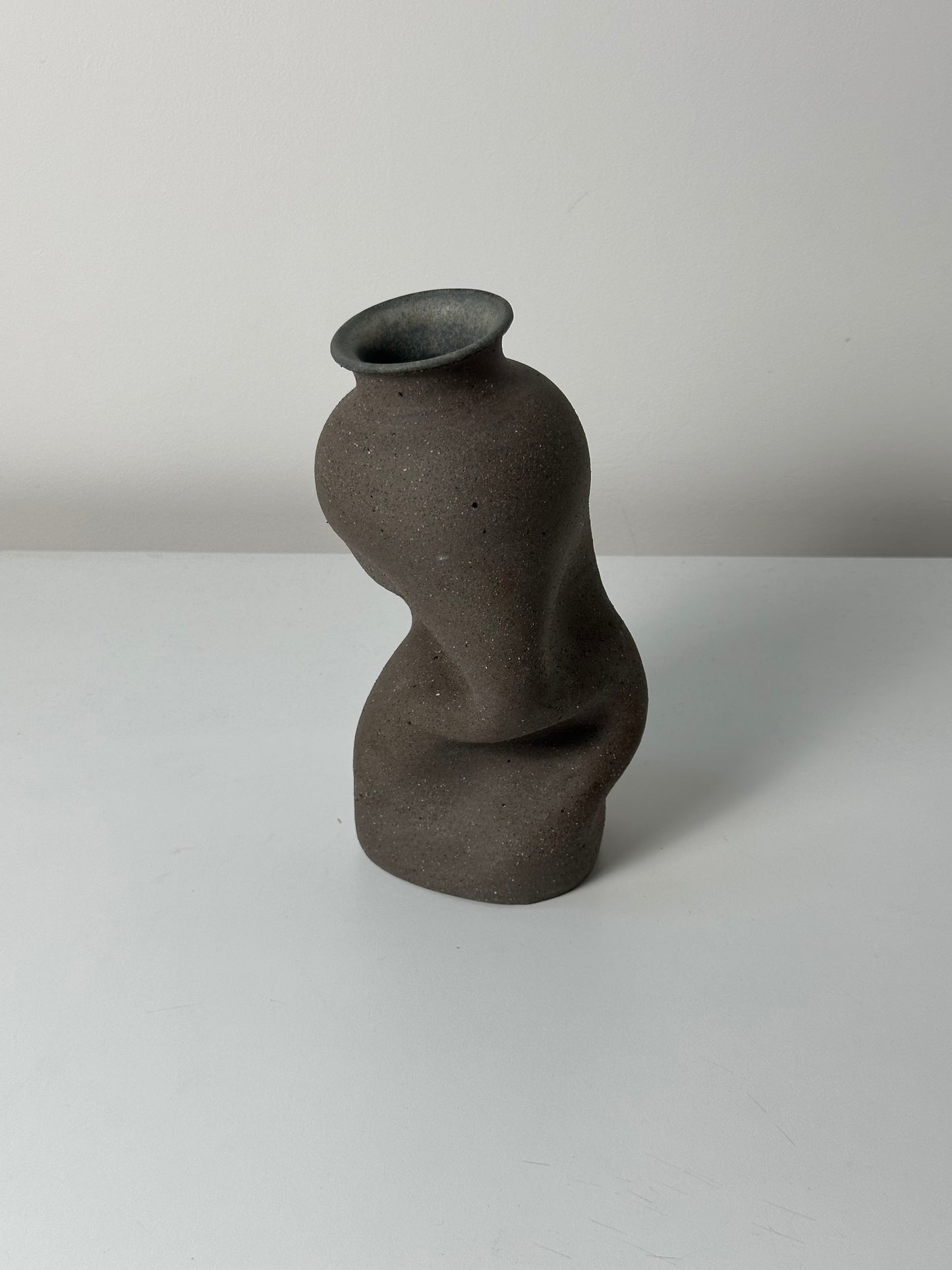 Warped Vase — Chocolate clay (Raw)