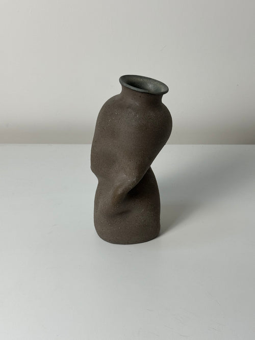 Warped Vase — Chocolate clay (Raw)