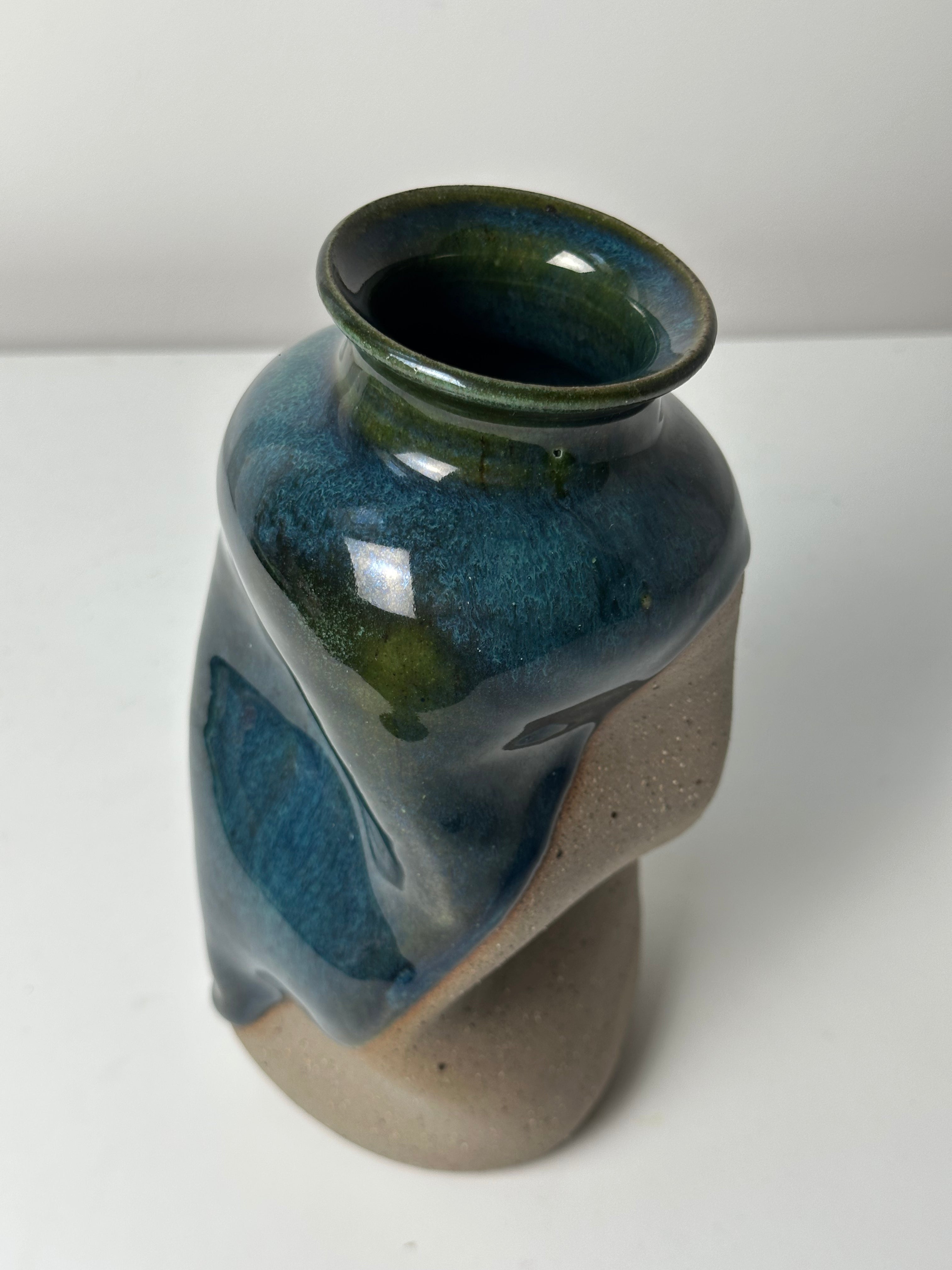Warped Vase — Chocolate clay (Blue Green) #2