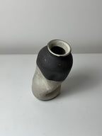 Warped Vase — Matte white #2 (Black clay)