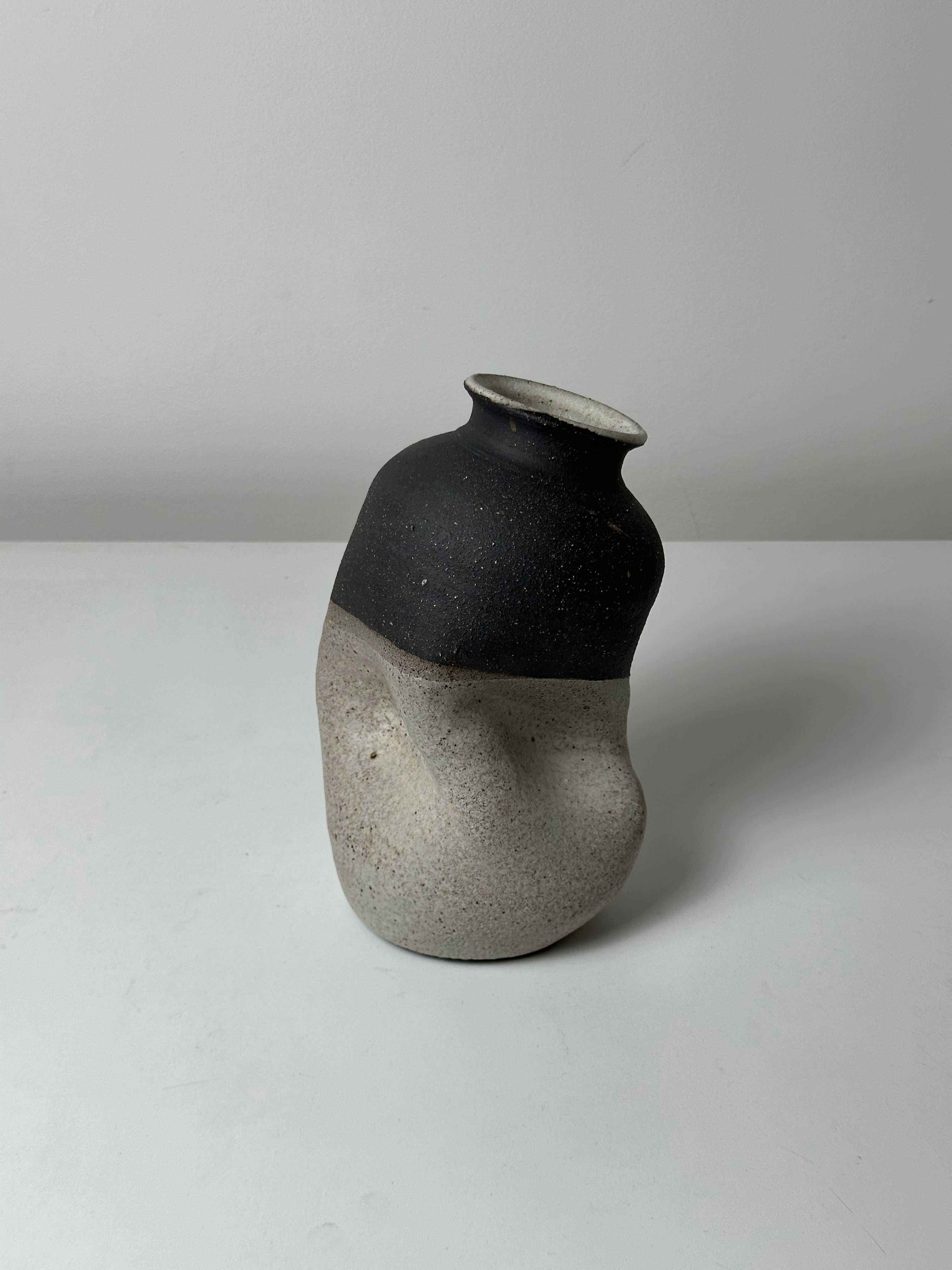 Warped Vase — Matte white #2 (Black clay)