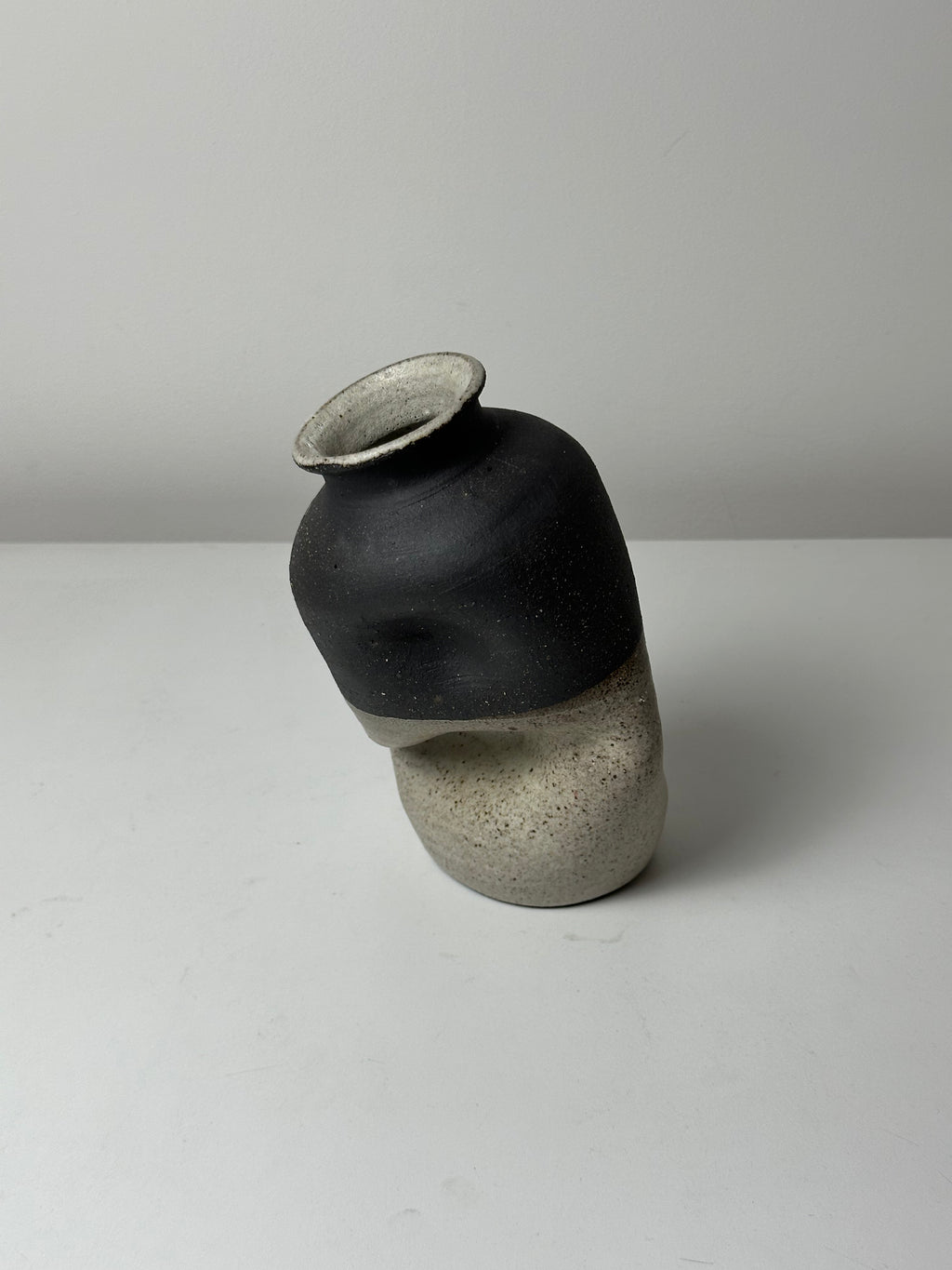 Warped Vase — Matte white #2 (Black clay)