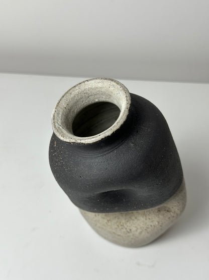 Warped Vase — Matte white #2 (Black clay)
